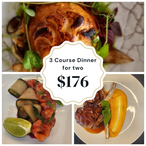 3 Course Dinner for two $176