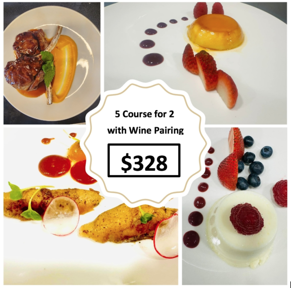 5 Course Degustation for two with Wine Pairing $328